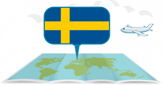 kula ziemska z samolotem Szwecja